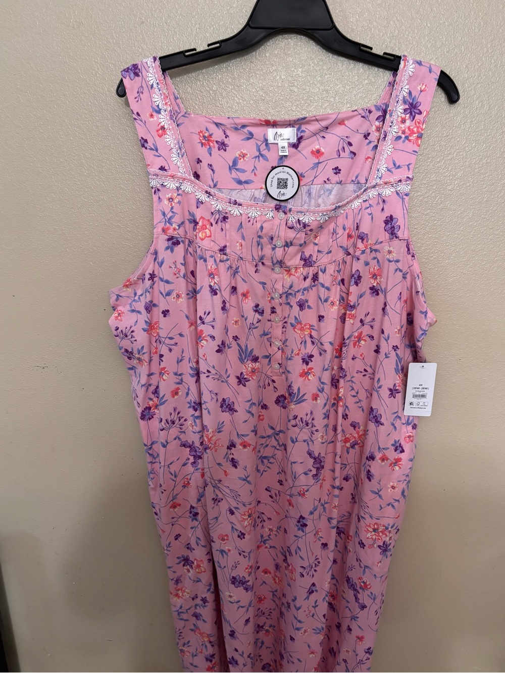 Aria Pink Floral Sleeveless Tank with Lace Trim
